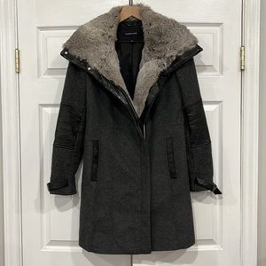 Andrew Marc Cashmere Wool Blend Rabbit Fur Coat - Size 4